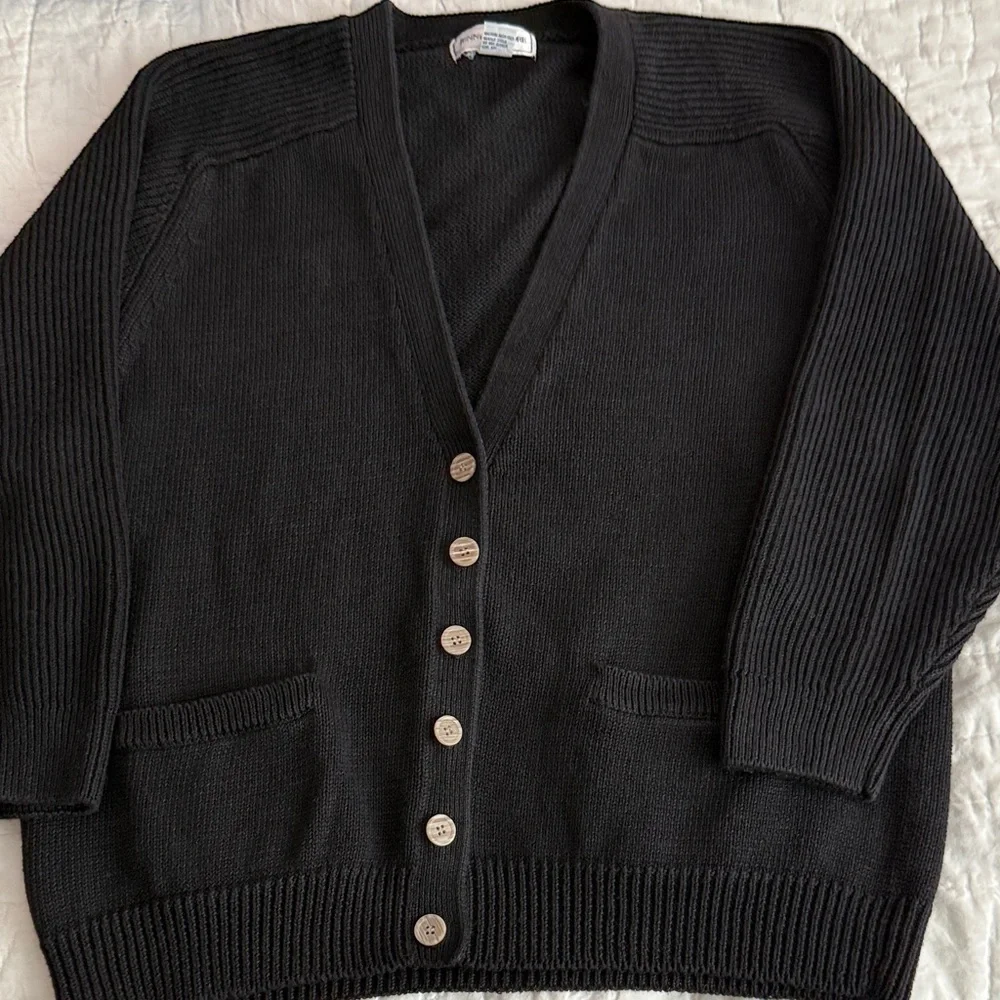 Cozy Black Button-Up Cardigan - Picture 2 of 5